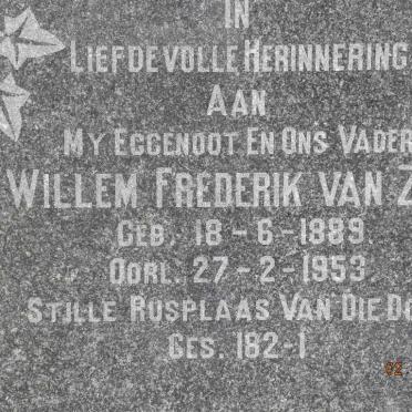 ZYL Willem Frederik, van 1889-1953