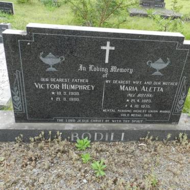 BODILL Victor Humphrey 1908-1980 &amp; Maria Aletta BOTHA 1920-1975