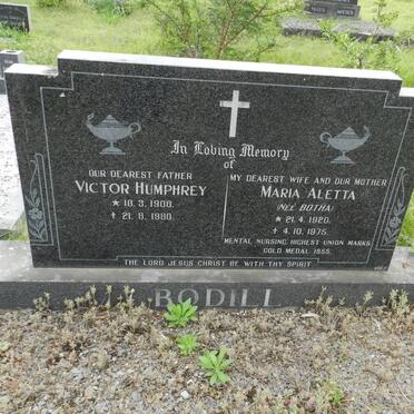 BODILL Victor Humphrey 1908-1980 &amp; Maria Aletta BOTHA 1920-1975