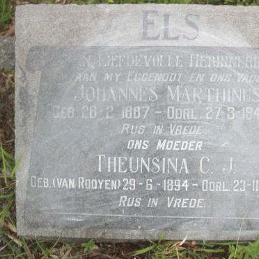 ELS Johannes Marthinus 1887-1942 &amp; Theunsina C.J. VAN ROOYEN 1894-1971 