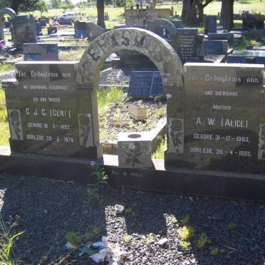 ERASMUS C.J.G. 1892-1976 &amp; A.W. 1903-1995