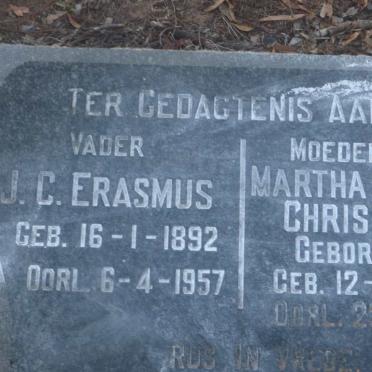ERASMUS J.C. 1892-1957 &amp; Martha Maria Christina NEL 1890-1971