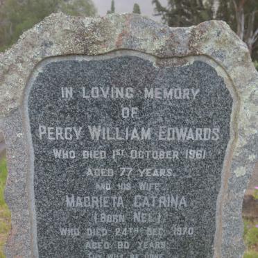 EDWARDS Percy William -1961 &amp; Magrieta Catrina NEL -1970
