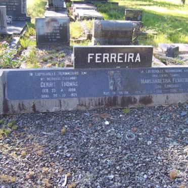 FERREIRA Gerrit Thomas 1898-1971 &amp; Margharetha LOMBARD 1910-1982