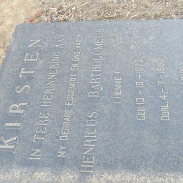 KIRSTEN Henricus Bartholomeus 1923-1980