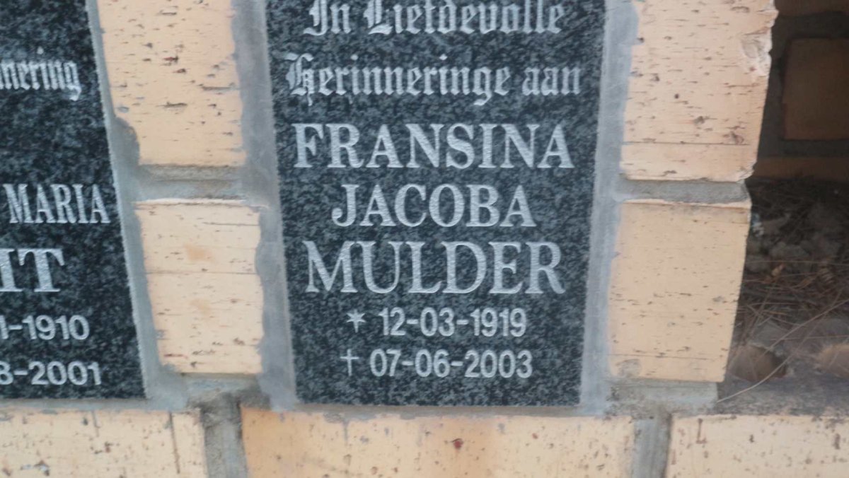 MULDER Fransina Jacoba 1919-2003