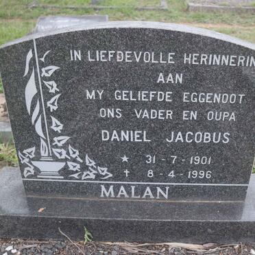 MALAN Daniel Jacobus 1901-1996 &amp; Maria Magdalena 1901-1990
