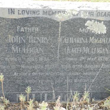 MULLIGAN John Henry 1874-1937 &amp; Catharina Magdalena 1875-1949