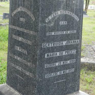 PREEZ Louis Jacobus, du 1880-1936 &amp; Gertruida Johanna Maria 1898-1992