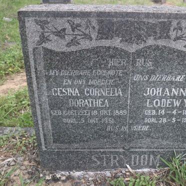 STRYDOM Johannes Lodewyk 1884-1961 &amp; Gesina Cornelia Dorathea COETZEE 1889-1951