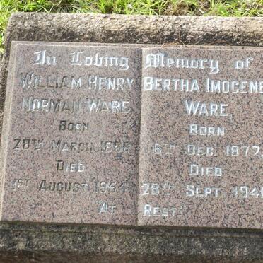 WARE William Henry Norman 1866-1954 &amp; Bertha Imogene 1872-1948