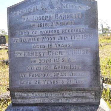 KRUUSE Ernest Cecil -1917 :: BARRETT Joseph -1916