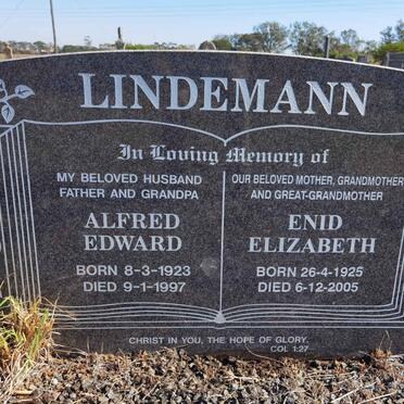 LINDEMANN Alfred Edward 1923-1997 &amp; Enid Elizabeth 1925-2005
