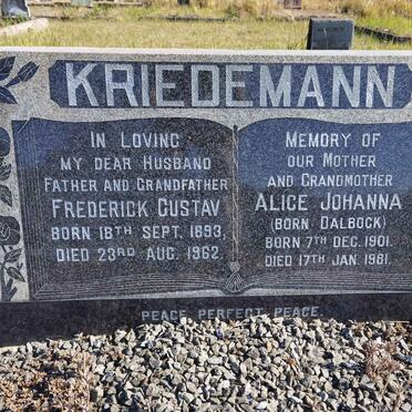 KRIEDEMANN Frederick Gustav 1893-1962 &amp; Alice Johanna DALBOCK 1901-1981