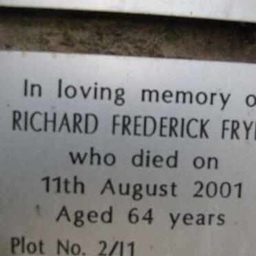 FRYER Richard Frederick -2001