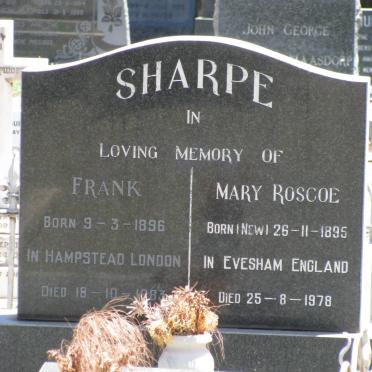 SHARPE Frank 1896-1983 &amp; Mary Roscoe NEW 1895-1978