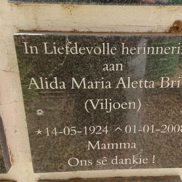 BRITS Alida Maria Aletta nee VILJOEN 1924-2008