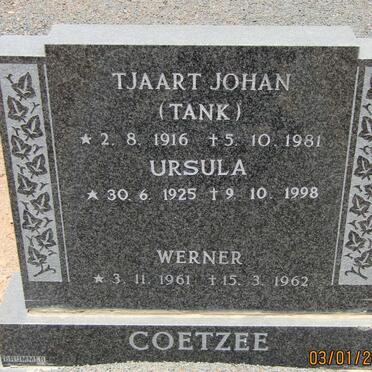 COETZEE Tjaart Johan 1916-1981 &amp; Ursula 1925-1998 :: COETZEE Werner 1961-1962
