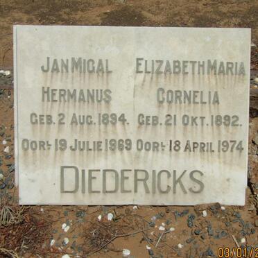 DIEDERICKS Jan Migal Hermanus 1894-1969 &amp; Elizabeth Maria Cornelia 1892-1974