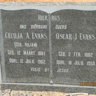 EVANS Oscar J. 1882-1950 &amp; Cecilia A. KILIAN 1887-1962