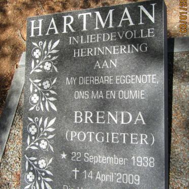 HARTMAN Brenda nee POTGIETER 1938-2009