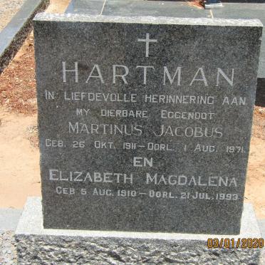 HARTMAN Martinus Jacobus 1911-1971 &amp; Elizabeth Magdalena 1910-1993