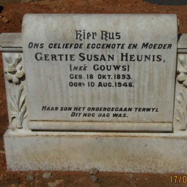 HEUNIS Gertie Susan nee GOUWS 1893-1946