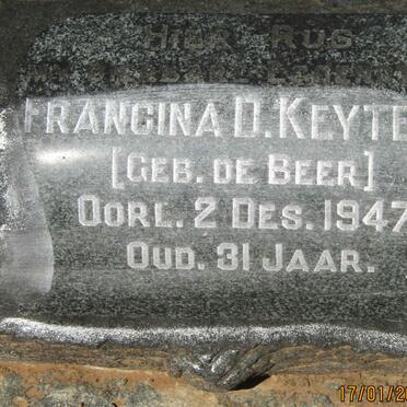 KEYTER Francina D. nee DE BEER -1947