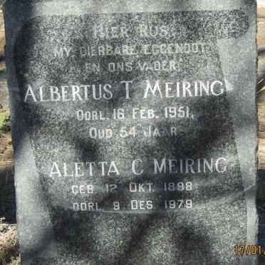 MEIRING Albertus T. -1951 &amp; Aletta C. 1898-1979