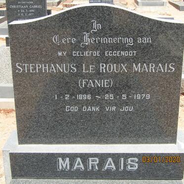MARAIS Stephanus le Roux 1896-1979 &amp; Edith Johanna REX 1917-2010