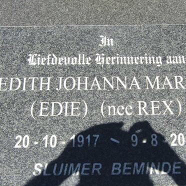 MARAIS Stephanus le Roux 1896-1979 &amp; Edith Johanna REX 1917-2010 