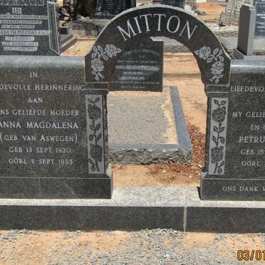 MITTON Petrus Jacobus 1918-1966 &amp; Anna Magdalena VAN ASWEGEN 1920-1985