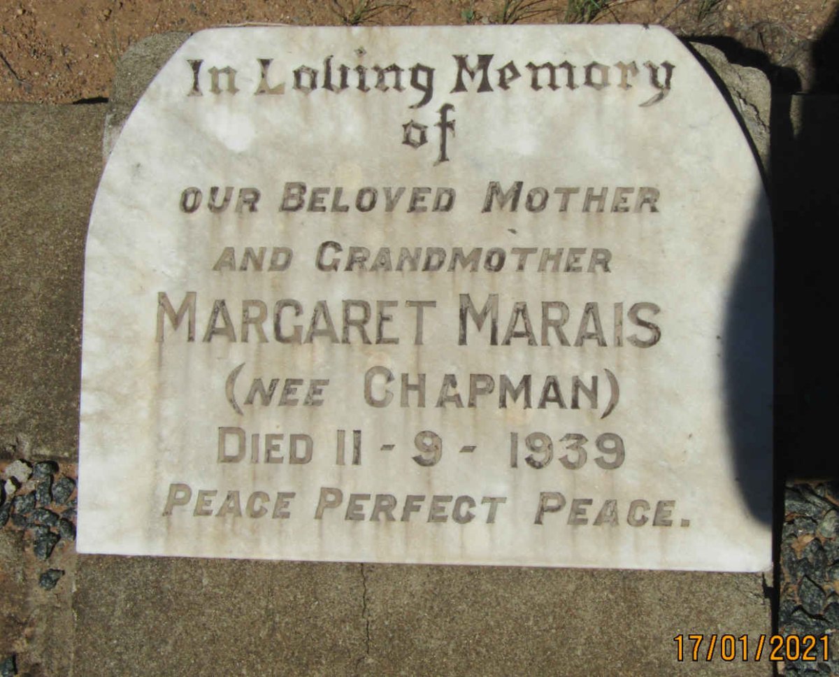 MARAIS Margaret nee CHAPMAN -1939