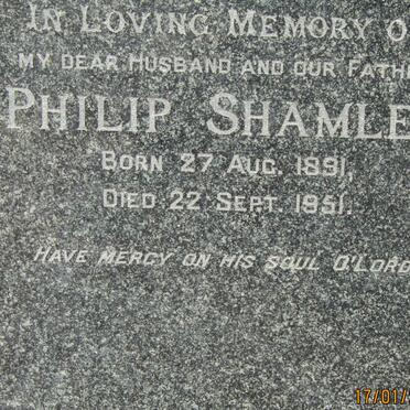 SHAMLEY Philip 1891-1951