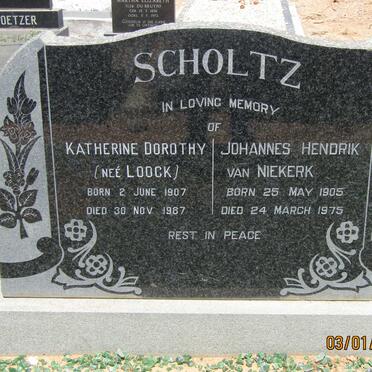 SCHOLTZ Johannes Hendrik van Niekerk 1905-1975 &amp; Katherine Dorothy LOOCK 1907-1987