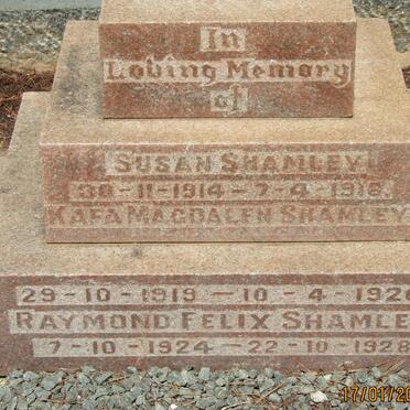 SHAMLEY Susan 1914-1916 :: SHAMLEY Kafa Magdalen 1919-1920 :: SHAMLEY Raymond Felix  1924-1928