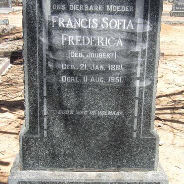 SCHOLTZ Francis Sofia Frederica nee JOUBERT 1881-1951