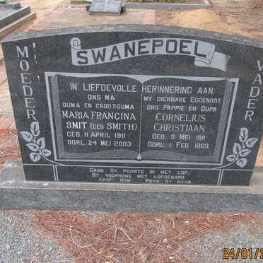 SWANEPOEL Cornelius Christiaan 1911-1969 &amp; Maria Francina SMIT nee SMITH 1911-2003