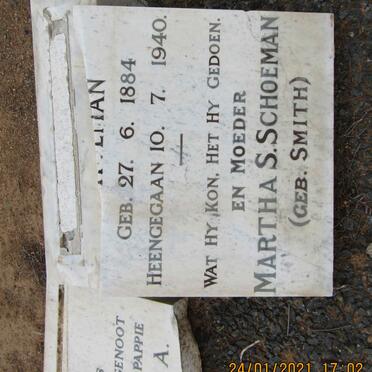 SCHOEMAN Christian A. 1884-1940 &amp; Martha S. SMITH