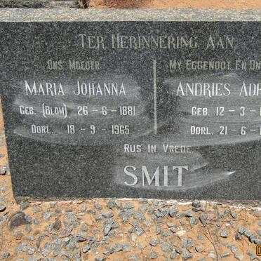 SMIT Andries Adriaan 1879-1961 &amp; Maria Johanna BLOM 1881-1965