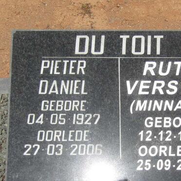 TOIT Pieter Daniel, du 1927-2006 &amp; Ruth Verster MINNAAR 1927-2019