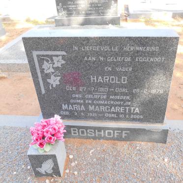 BOSHOFF Harold 1913-1976 &amp; Maria Margaretta 1921-2005