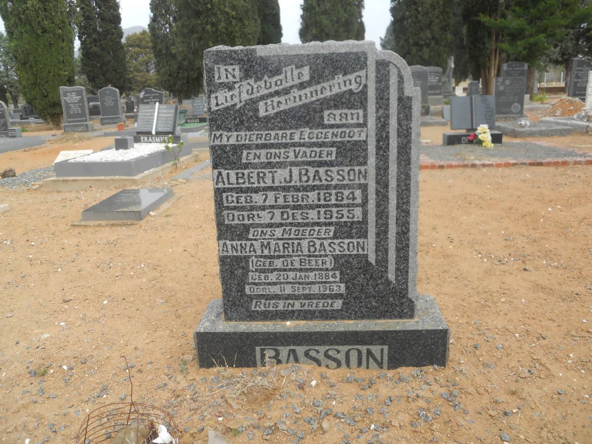 BASSON Albert J. 1884-1955 & Anna Maria DE BEER 1884-1963