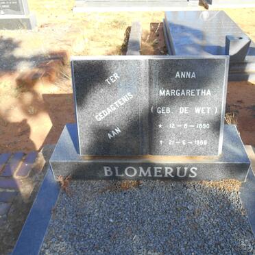 BLOMERUS Anna Margaretha nee DE WET 1890-1986 :: BLOMERUS Hjalmar 1928-2003 &amp; Anna Cecelia LÖTTER 1931-2001