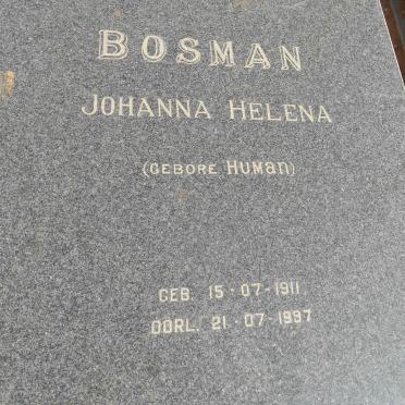 BOSMAN Johanna Helena nee HUMAN 1911-1997