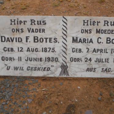 BOTES David F. 1875-1930 &amp; Maria C. 1883-1959