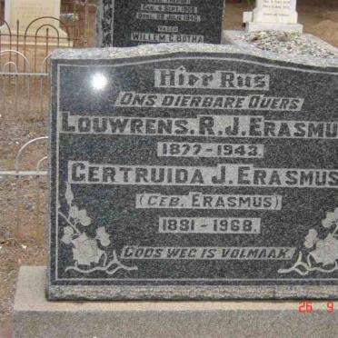 ERASMUS Louwrens R. J. 1877-1943 &amp; Gertruida J. ERASMUS 1891-1968