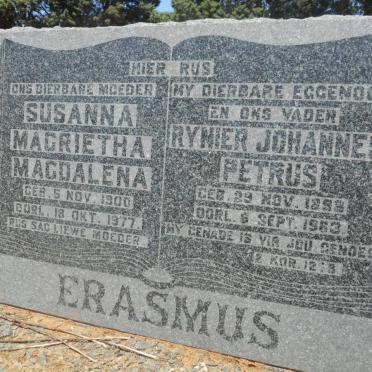 ERASMUS Rynier Johannes Petrus 1899-1963 &amp; Susanna Magrietha Magdalena 1900-1977