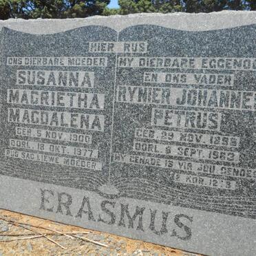 ERASMUS Rynier Johannes Petrus 1899-1963 &amp; Susanna Magrietha Magdalena 1900-1977