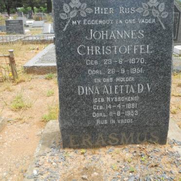 ERASMUS Johannes Christoffel 1870-1951 &amp; Dina Aletta D.V. NYSSCHENS 1881-1953